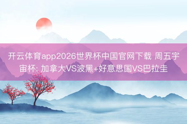 开云体育app2026世界杯中国官网下载 周五宇宙杯: 加拿大VS波黑+好意思国VS巴拉圭