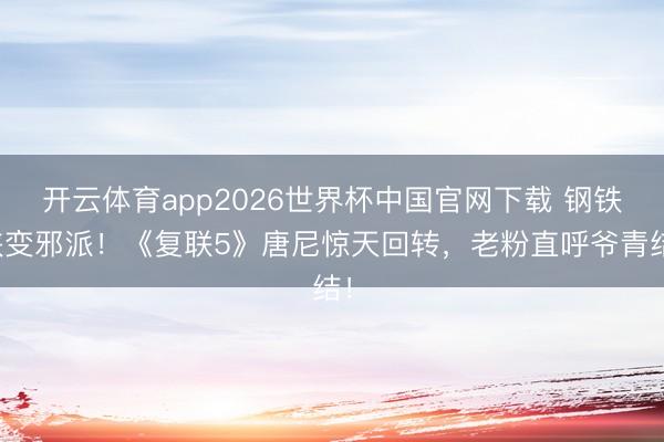 开云体育app2026世界杯中国官网下载 钢铁侠变邪派！《复联5》唐尼惊天回转，老粉直呼爷青结！